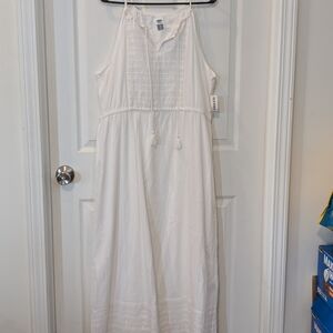 Old Navy White Maxi Sundress with Tassel Tie